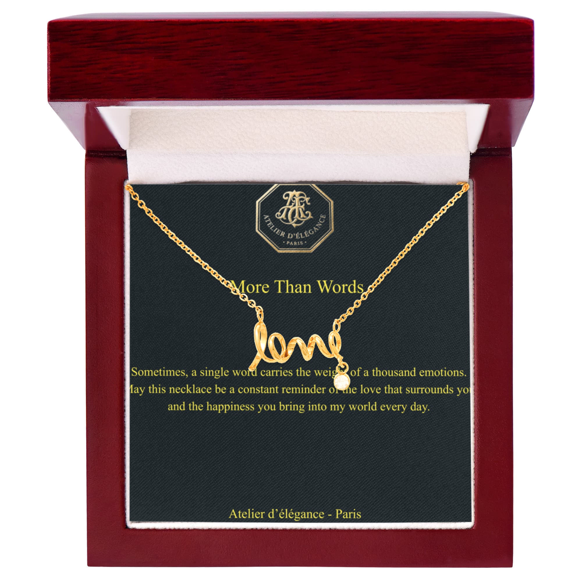 The Cursive Love  – Scripted Pendant & Message Card