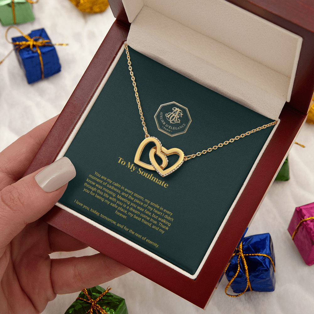 To My Soulmate - Interlocking Hearts Necklace