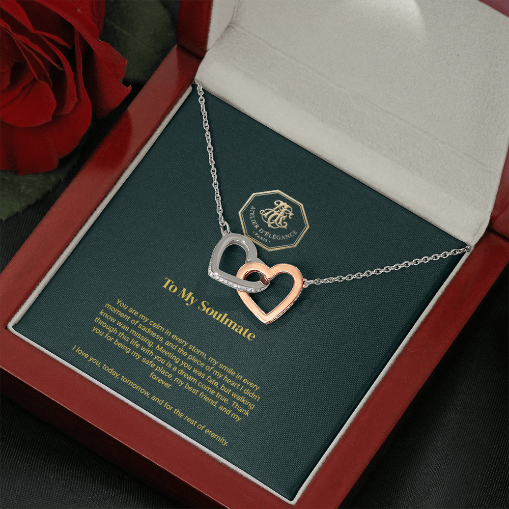 To My Soulmate - Interlocking Hearts Necklace