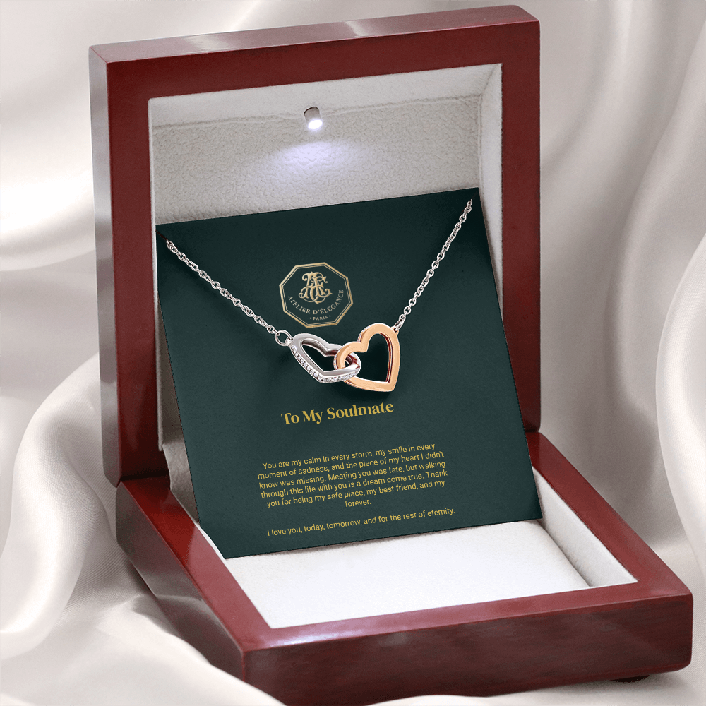 To My Soulmate - Interlocking Hearts Necklace