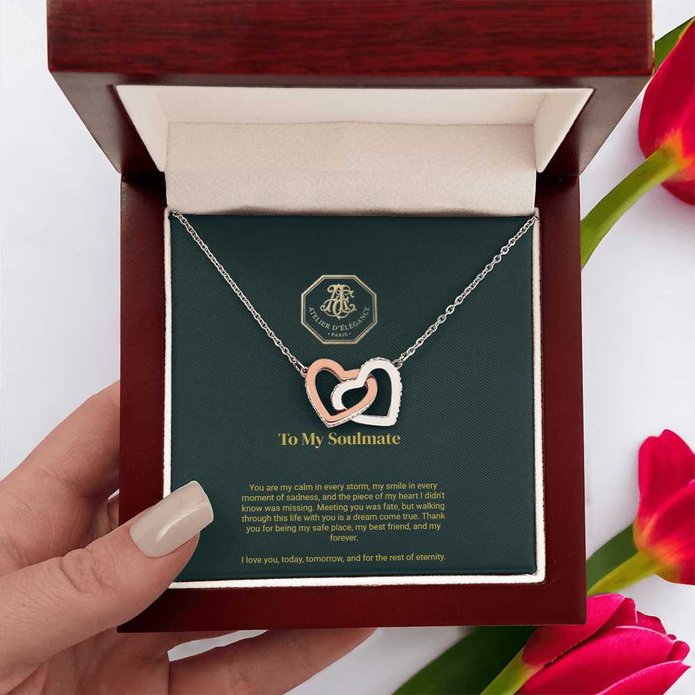 To My Soulmate - Interlocking Hearts Necklace