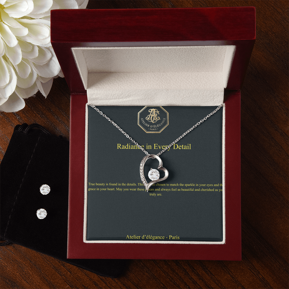 The Parisian Sparkle – Forever Love Necklace & Earrings Set