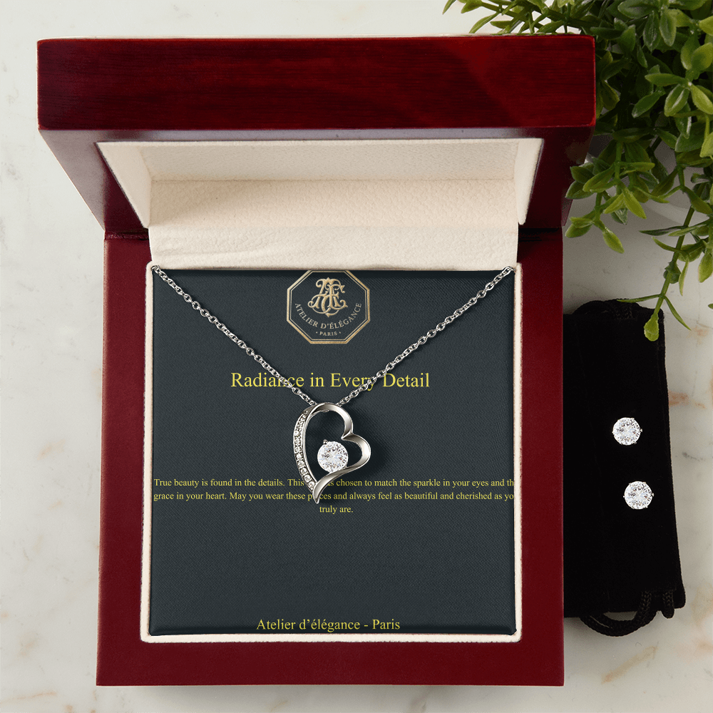 The Parisian Sparkle – Forever Love Necklace & Earrings Set