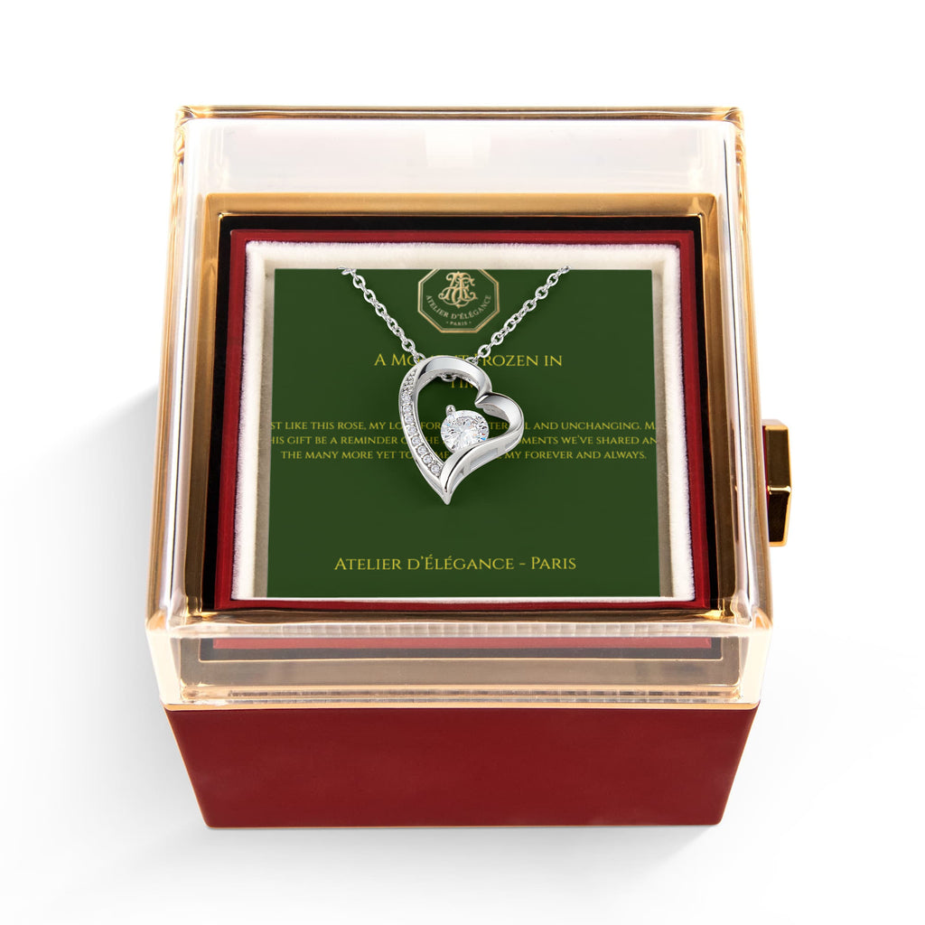 The Eternal Rose" Gift Set — Forever Love Necklace & Rotating Display