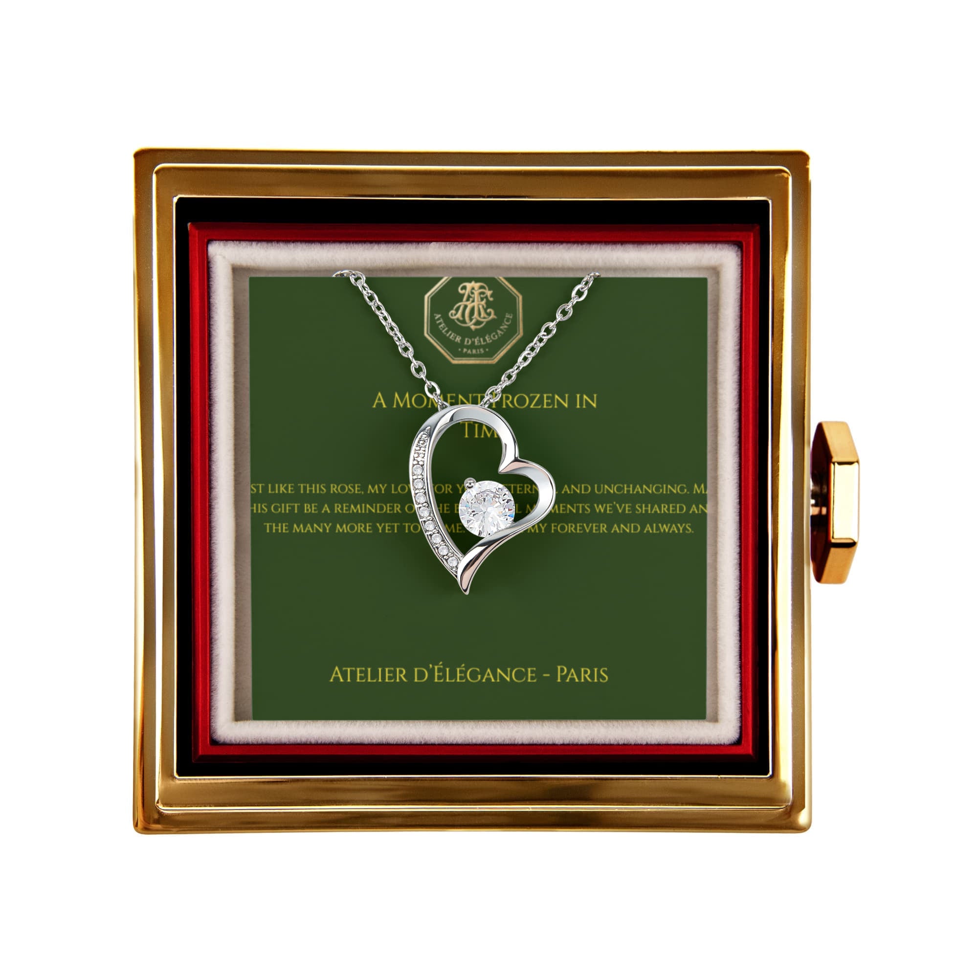 The Eternal Rose" Gift Set — Forever Love Necklace & Rotating Display
