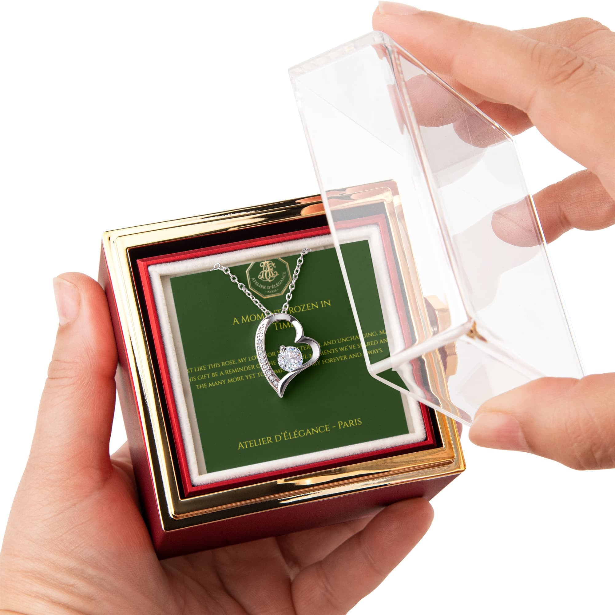 The Eternal Rose" Gift Set — Forever Love Necklace & Rotating Display