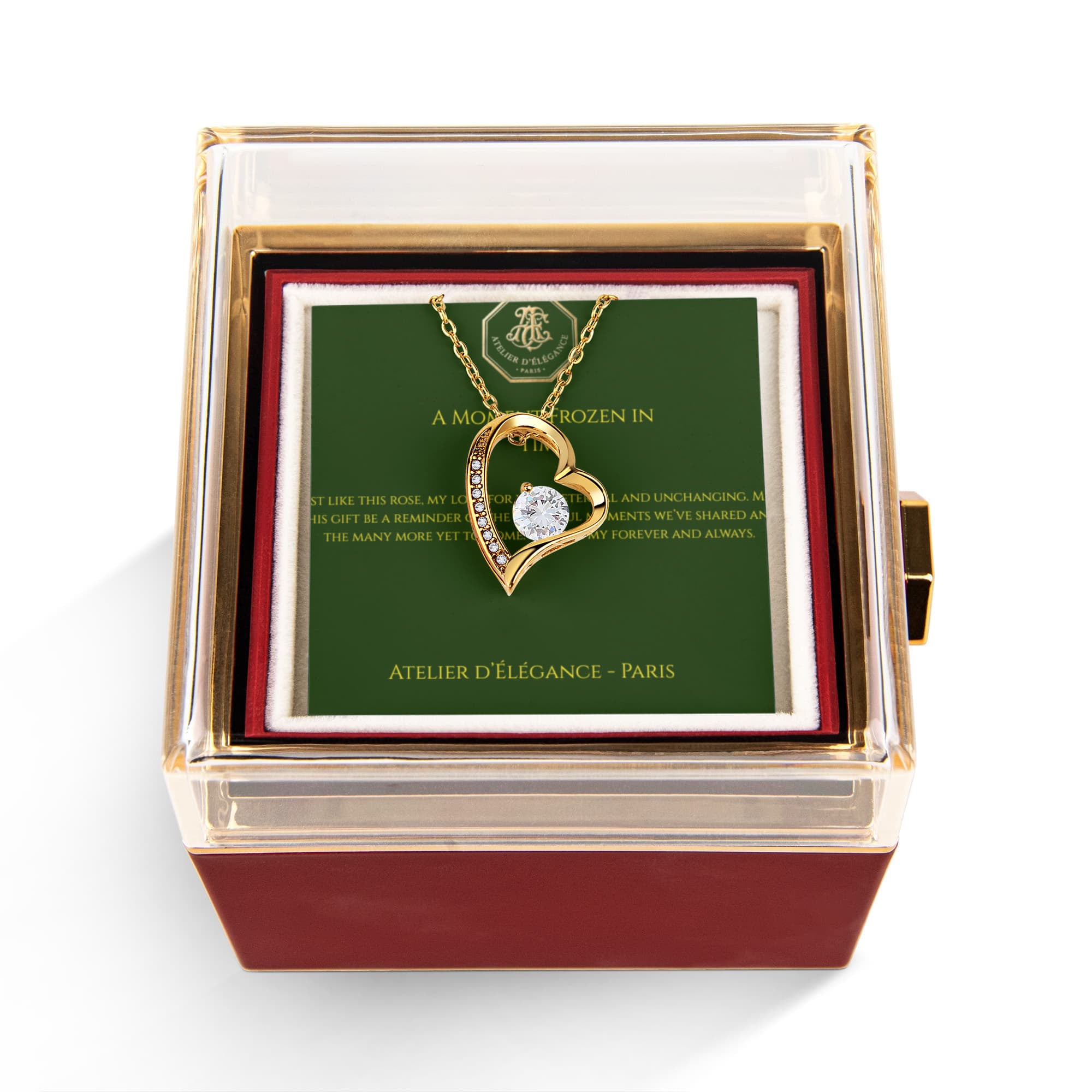 The Eternal Rose" Gift Set — Forever Love Necklace & Rotating Display