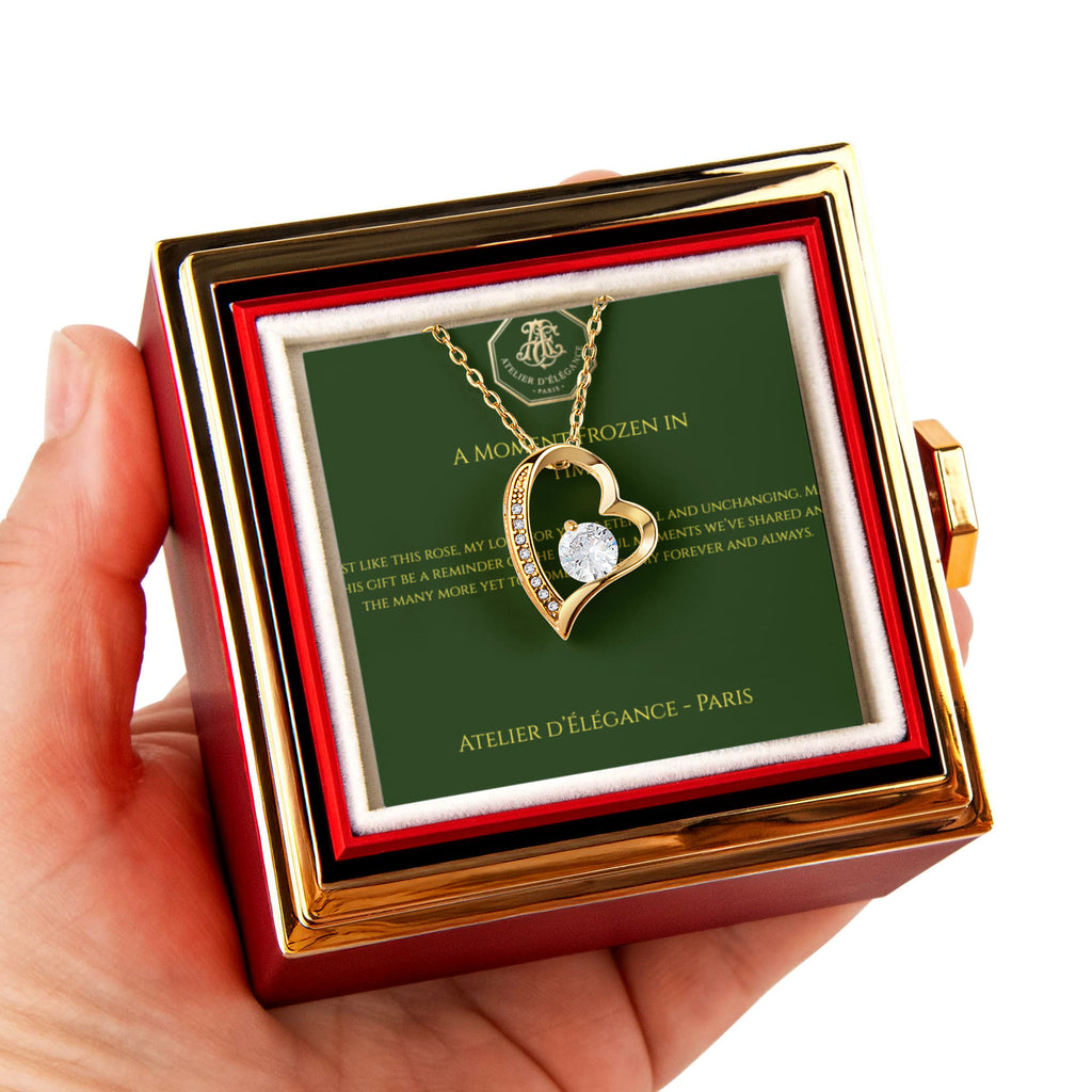 The Eternal Rose" Gift Set — Forever Love Necklace & Rotating Display