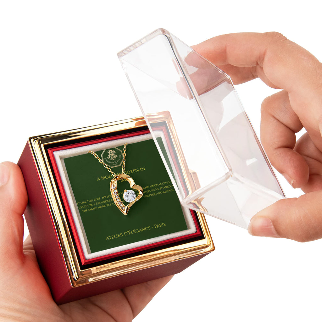The Eternal Rose" Gift Set — Forever Love Necklace & Rotating Display