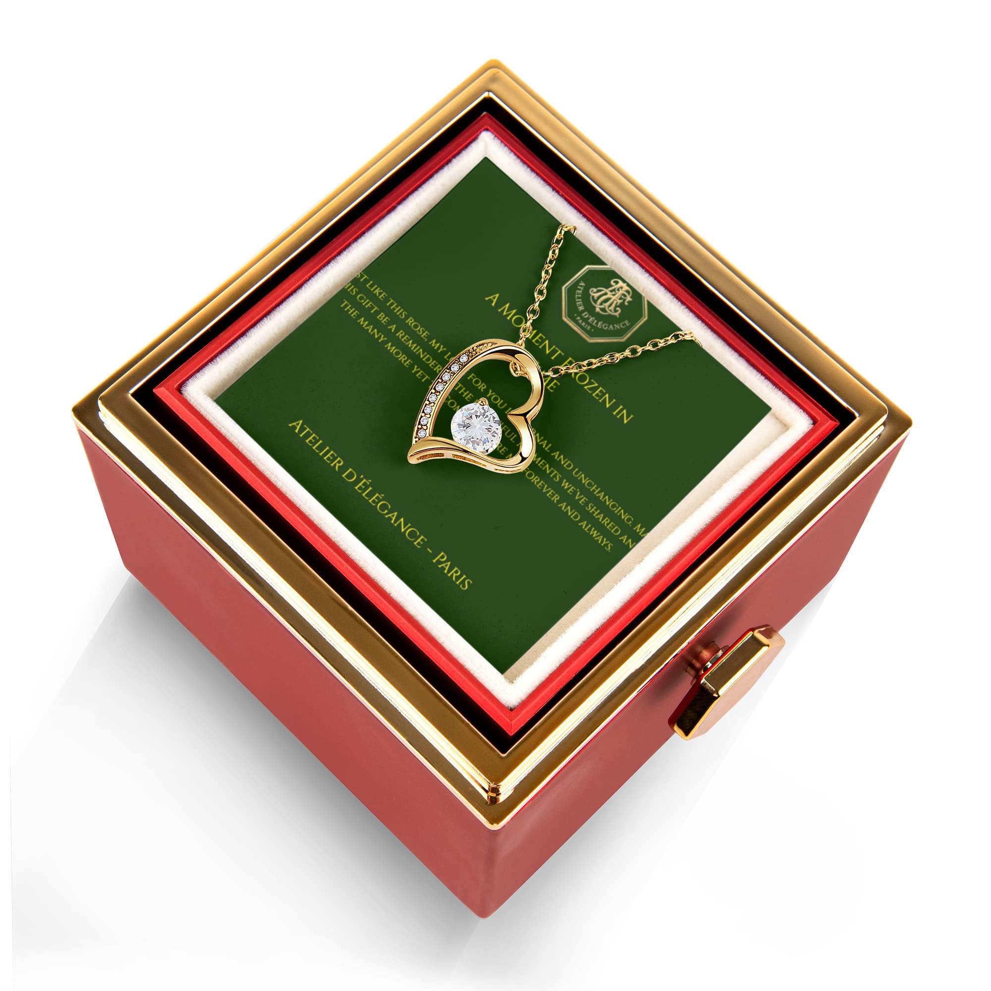 The Eternal Rose" Gift Set — Forever Love Necklace & Rotating Display