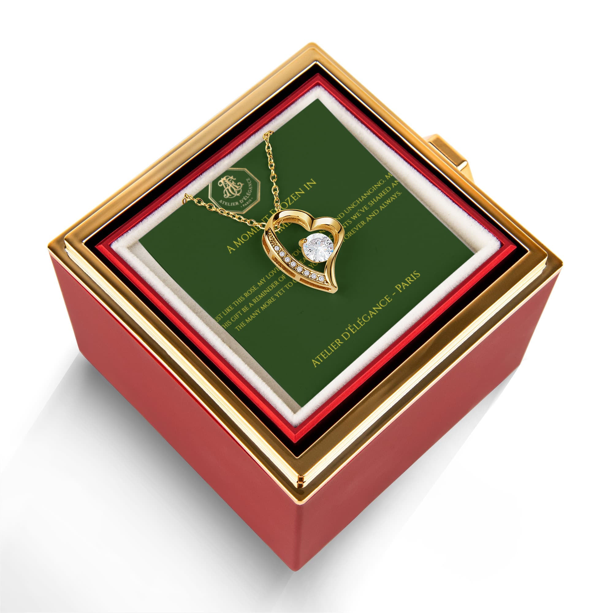 The Eternal Rose" Gift Set — Forever Love Necklace & Rotating Display
