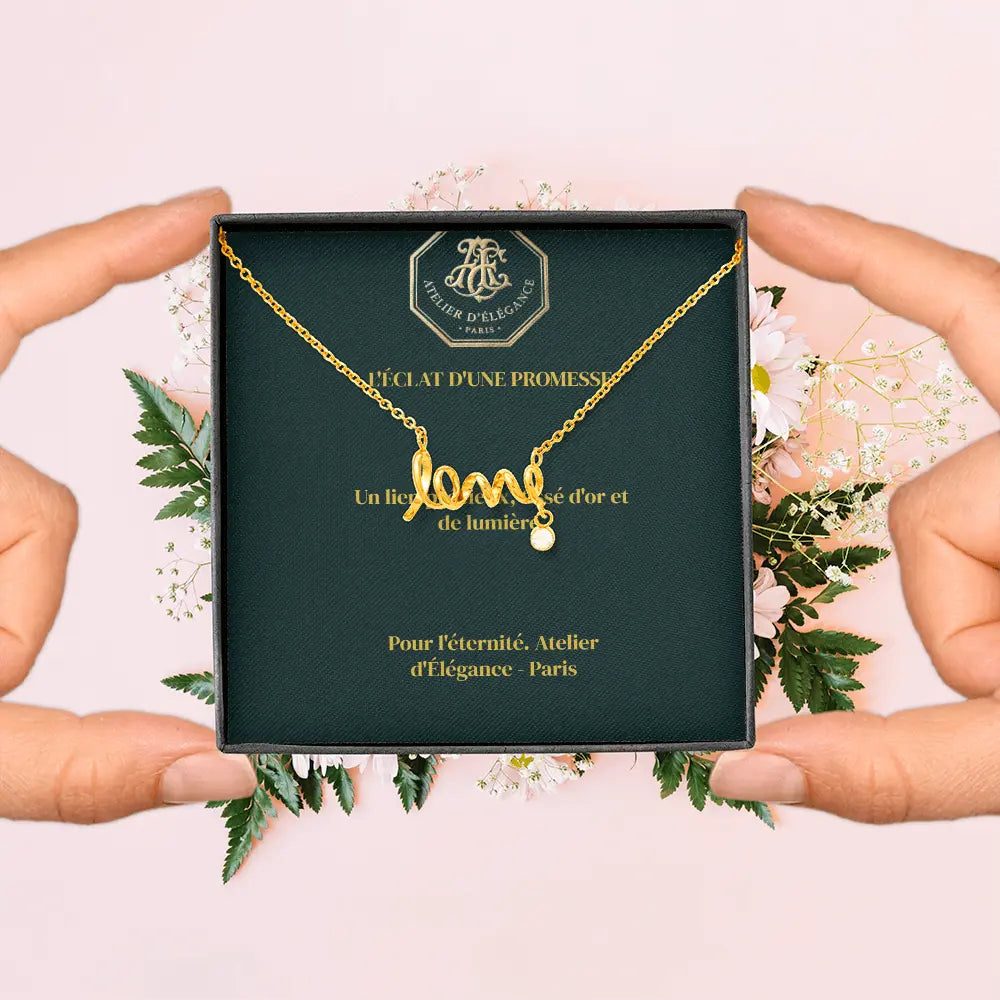 The Cursive Love  – Scripted Pendant & Message Card